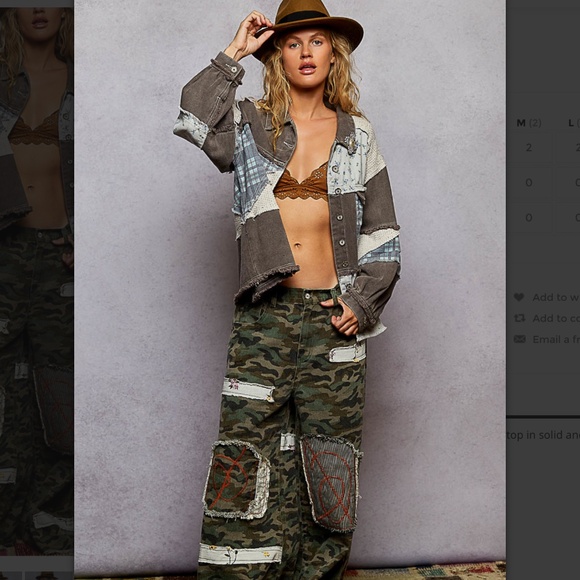 POL “Ana 2 “ POL Printed and Twill  Fabric Mixed Jacket Shacket - Picture 5 of 5